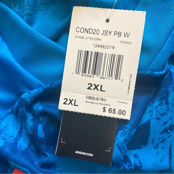 Adidas Women Primeblue Sz 2XL Soccer Football Jersey Bright Blue / Orange NWT - Picture 5 of 8